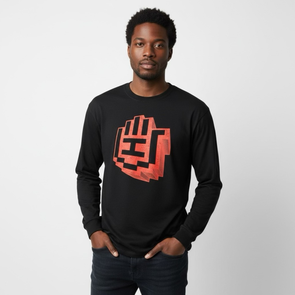 Gildan Black Long Sleeve with Red Graphic